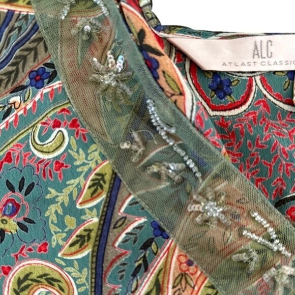 ALC Floral Paisley Beaded Printed Blouse Size M - Picture 7 of 13